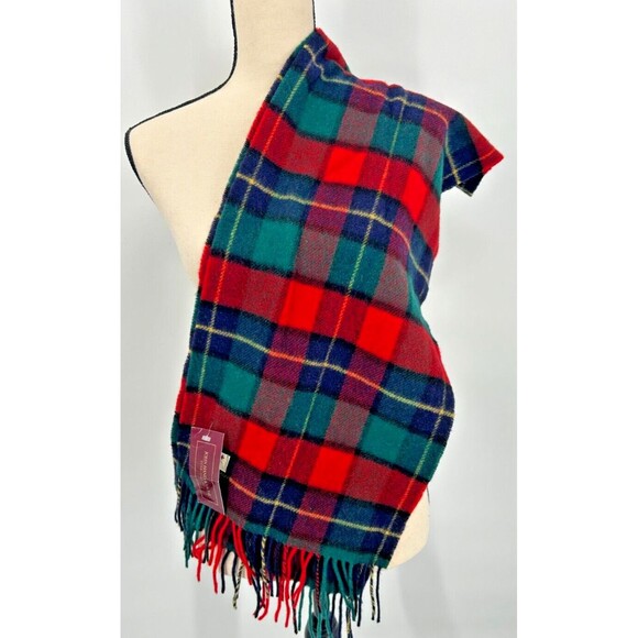NEW John Hanly 100% Irish Lambswool Tartan Plaid Scarf  54x11”~Ireland~Christmas - Picture 7 of 7
